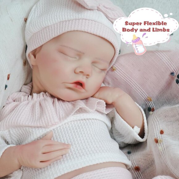 18.1in Full Silicone ivory Reborn Baby Dolls BOY Lifelike Sleeping Reborn Doll - Picture 3 of 8